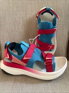 Teva Women's Aventrail Trail Running Sandal in Teal and Pink